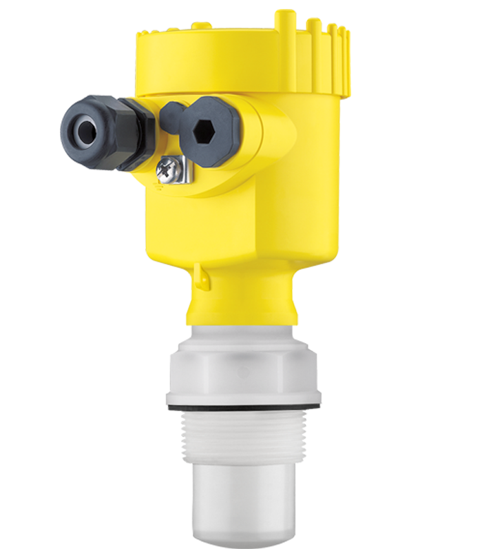 F-PS6X-Radar-sensor-Level-measurement-VEGAPULS6X-PVDF VEGA VEGAPULS 64 radar level sensor on Xontrols with a yellow housing, dual cable glands, and a stainless threaded process connection for tank level measurement